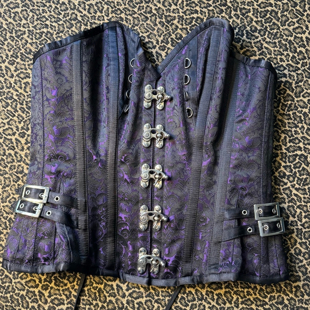 Black and Purple Lace Corset Size 26